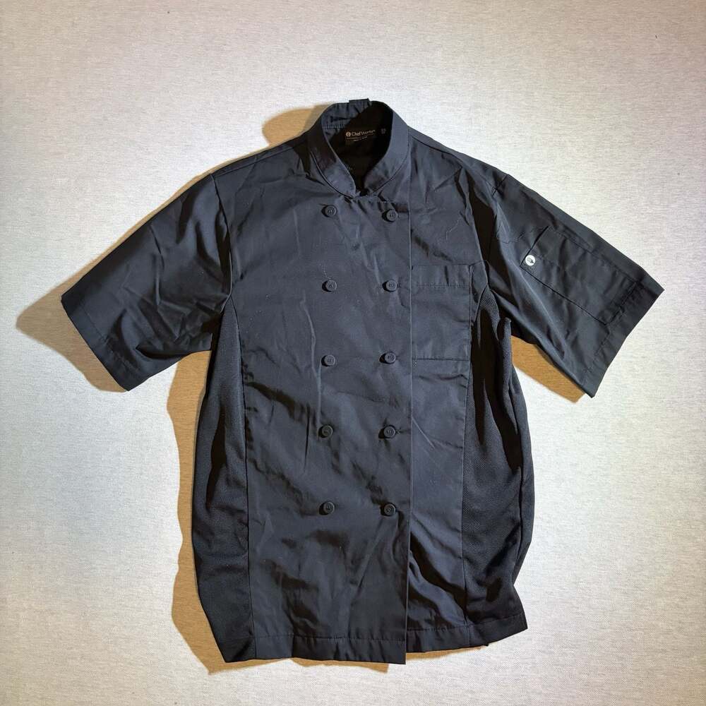 Chef Works Short Sleeve Unisex Vented Chef Coat Black